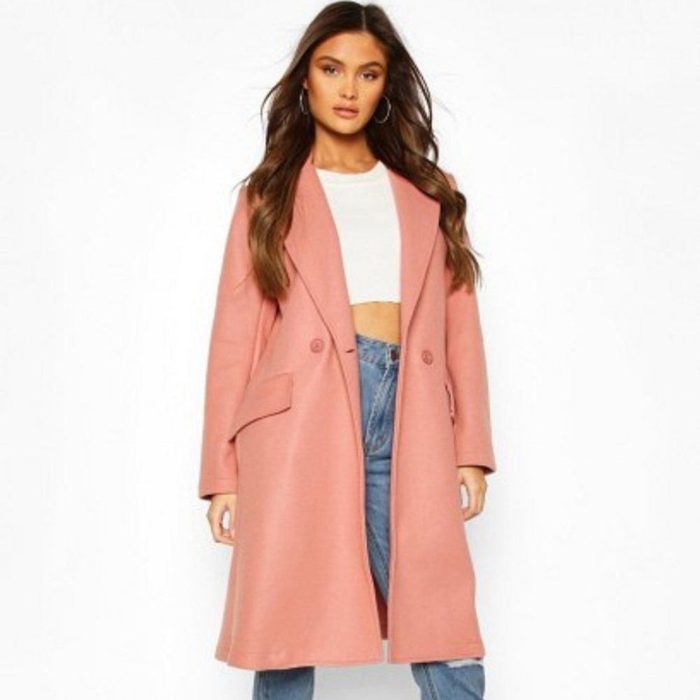 BOOHOO Wool-look Coat Bloggers Fav Rose 14